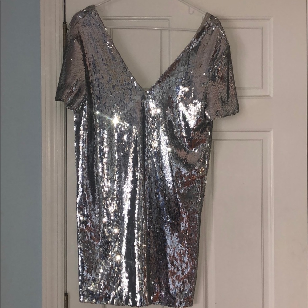 Silver sequin dress